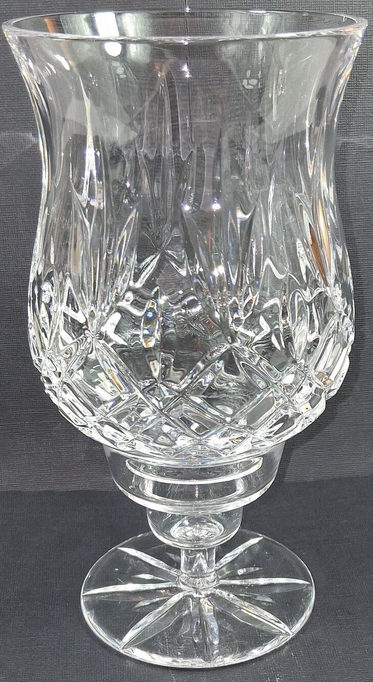 VTG Oneida Kenwood Lead Crystal 2 Piece Hurricane Lamp Candle Holder 8.5 Inch